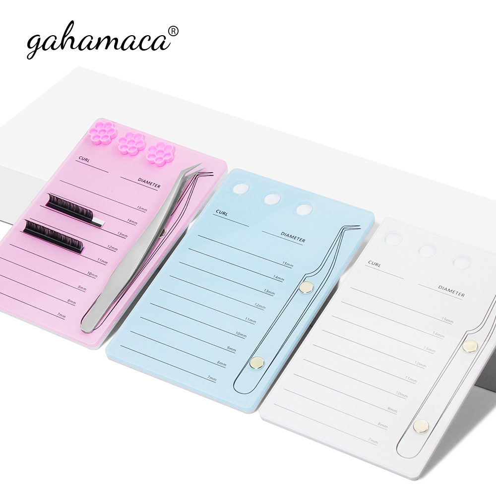 Lash Tile Palette - Gahamaca ที่วางขนตาแบบอะคริลิคแยกขนตาพาเลทแผ่นกาวต่อขนตาที่ดัดขนตาพาเลทการ์ด