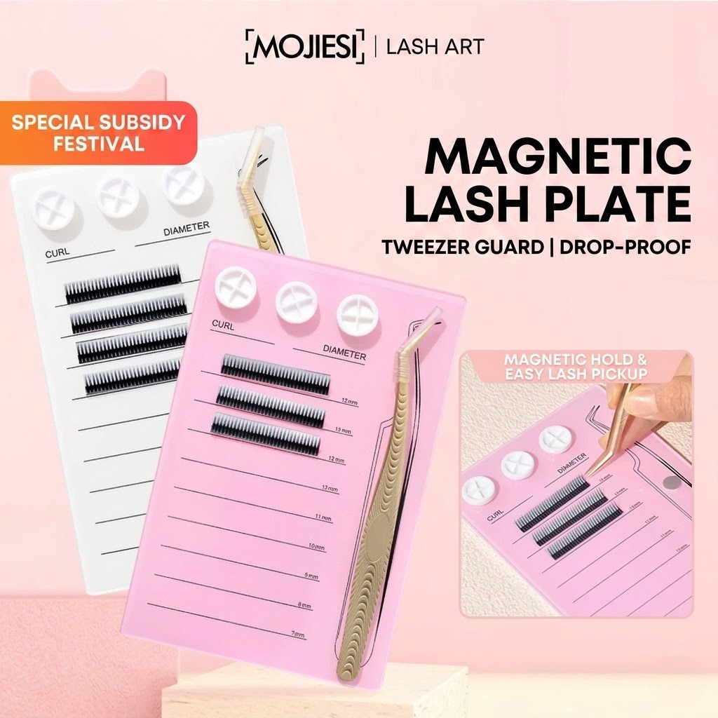 Lash Tile Palette - ถาดแม่เหล็กสำหรับต่อขนตาและแผ่นวางกาวอะคริลิก, ถาดจัดระเบียบขนตาแบบพัด