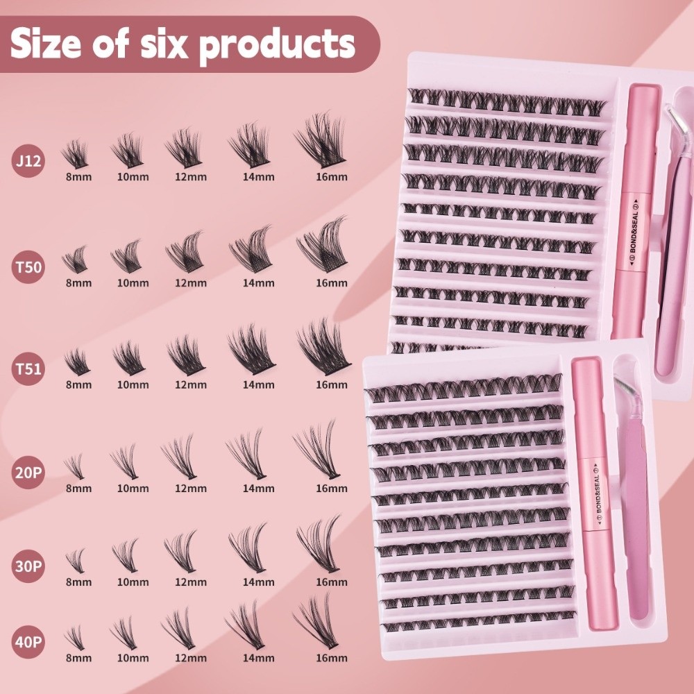 Eyelash Extension Kits - ขนตาปลอมคุณภาพสูงแบบติดกาว ดีไซน์เป็นช่อ ให้ลุคธรรมชาติ แบบเส้นเส้นเรียงตัวสวย สำหรับต่อขนตาด้วยตัวเอง