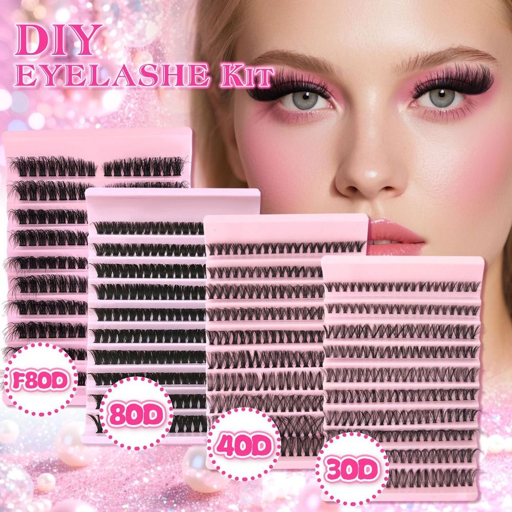 Eyelash Extension Kits - ขนตาปลอมแบบธรรมชาติ สไตล์ Wispy ชุดต่อขนตา DIY แบบ